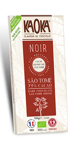 Chocolat Noir 75% cacao bio équitable São Tomé