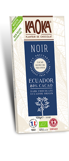 Chocolat Noir 80% cacao origine Équateur bio équitable