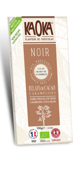 Chocolat noir bio équitable eclats cacao caramelises