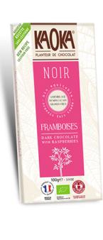 Chocolat noir framboises bio équitable KAOKA