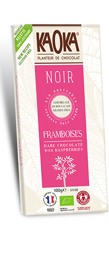 Chocolat noir framboises bio équitable KAOKA