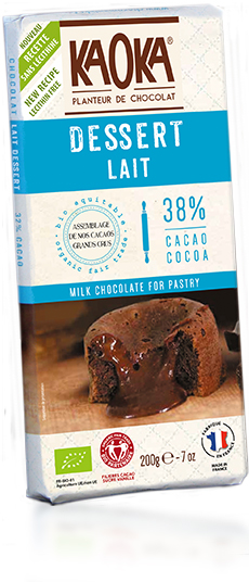 Tablette dessert chocolat au lait bio équitable KAOKA