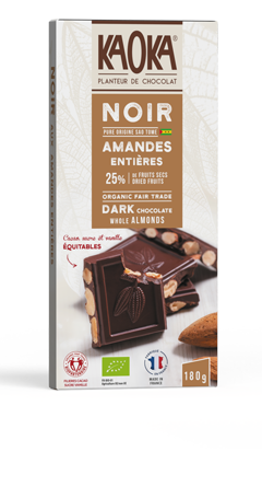 Chocolat Noir Amandes Entières & Raisins bio équitable