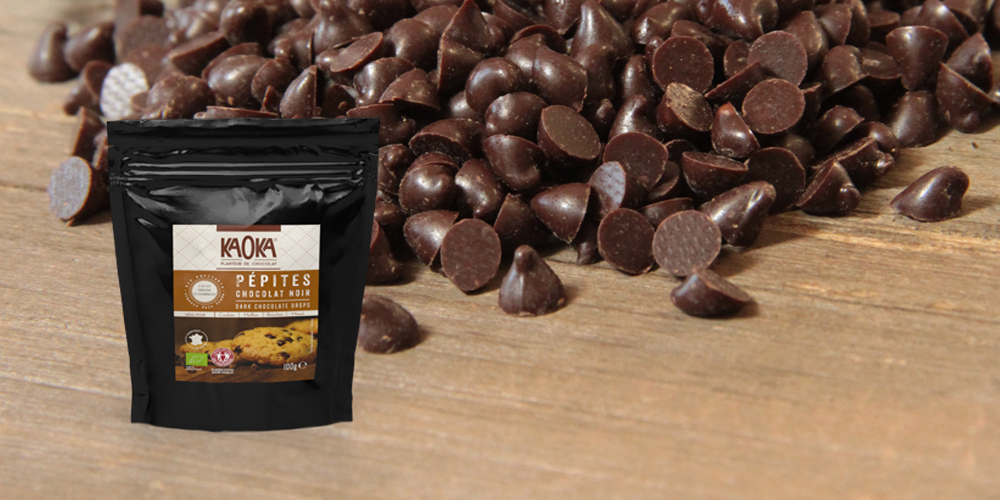 pépites de chocolat noir kaoka chocolat bio et équitable rep. dom